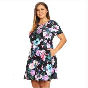 SALE!🌺Plus Tropical Print Fit & Flare Dress